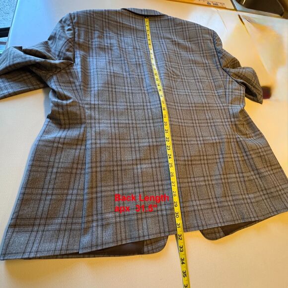 VTG Ralph Ralph Lauren Classic Sport Mens Sz 52R Brown Plaid Wool Blend Blazer - Picture 6 of 16